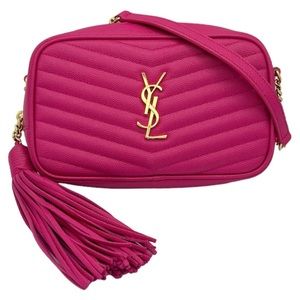 Saint Laurent Mini Lou Fuchsia Hot Pink Leather Crossbody Bag